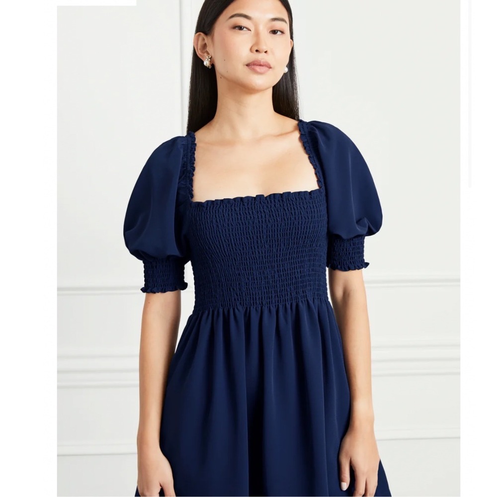 NWT Hill House Home The Athena Nap Dress Classic Navy Cotton Smocked Mini Small